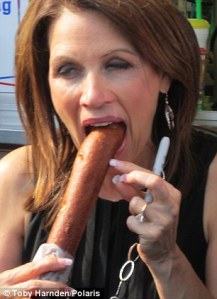 Bachmannweiner Michele Bachmann gags on it.